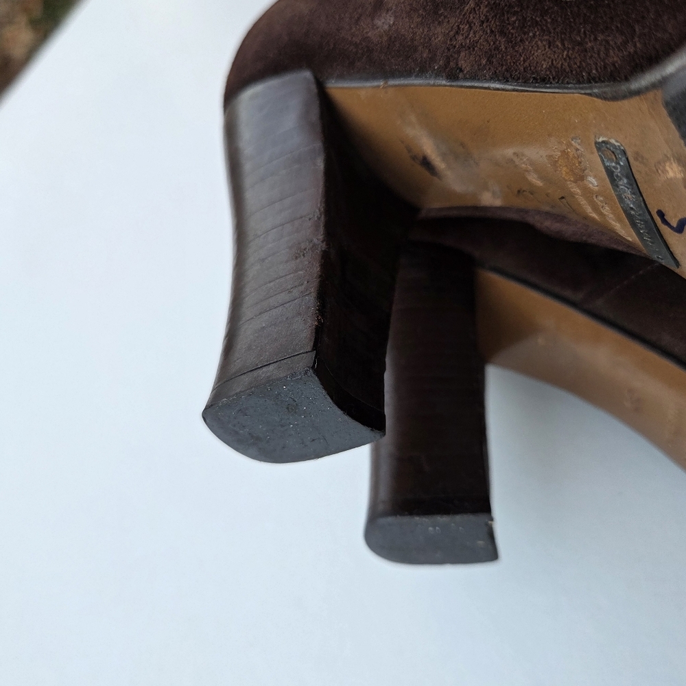 Dolce & Gabbana Brown Suede Butterfly Rivet Heeled Boots Size 39 - Picture 13 of 16